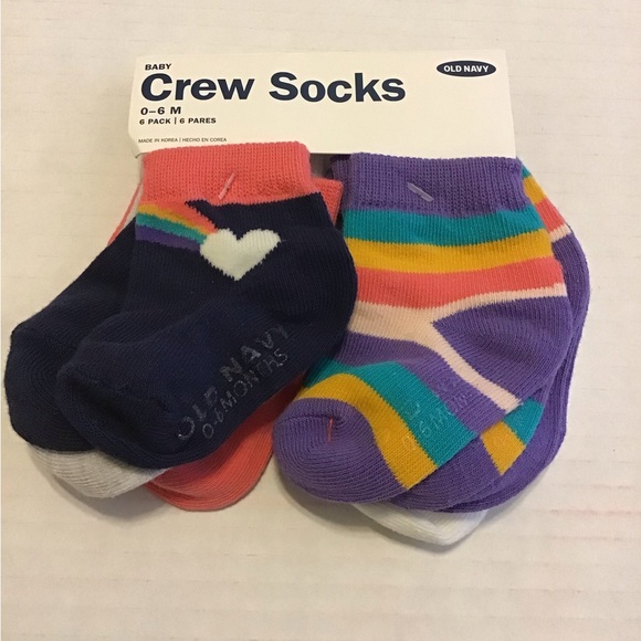 Old Navy Other - OLD NAVY NWT 0-6 MO PK OF 6 CREW SOCKS GIRLS